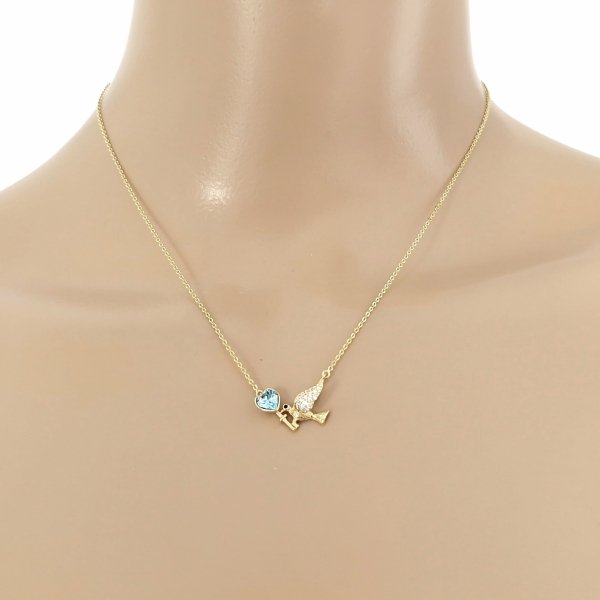 2592 Złoty łańcuszek Austrian Crystal 40+5 naszyjnik pozłacany 14K Xuping serce