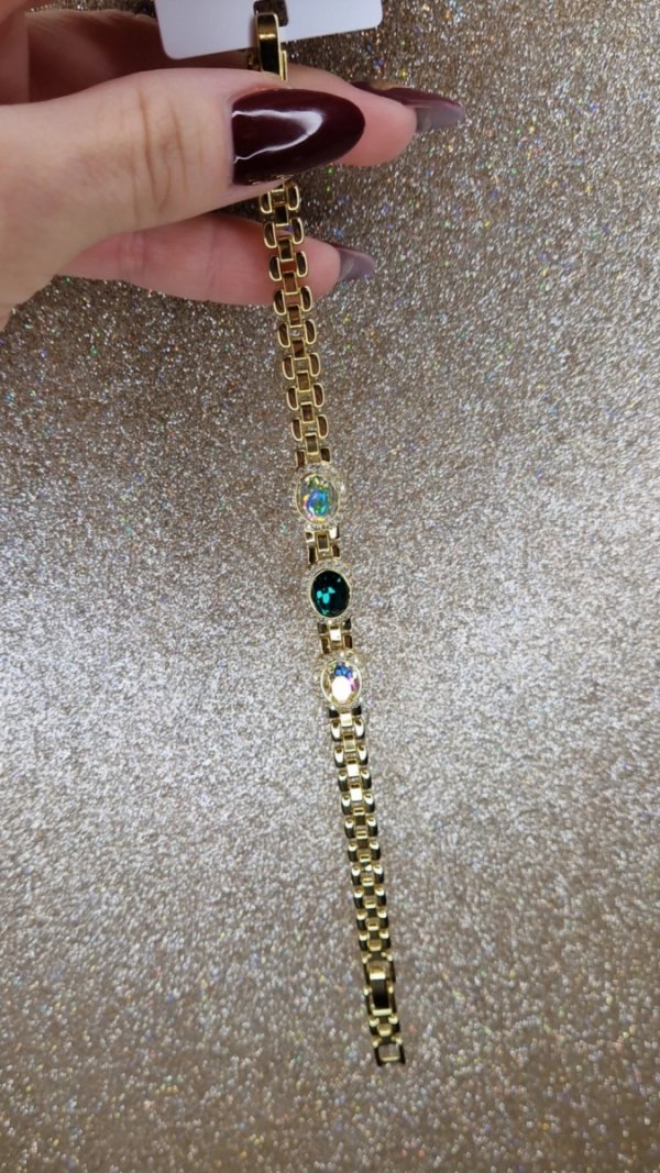 2412 Bransoletka elegancka złota 17+2cm pozłacana 14k Xuping Austrian Crystal