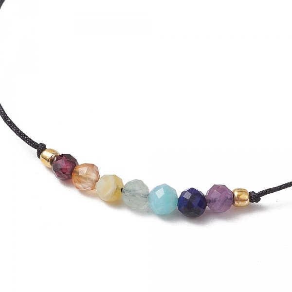 4100 Bransoletka sznurek zaciągana kamienie naturalne 7 czakr