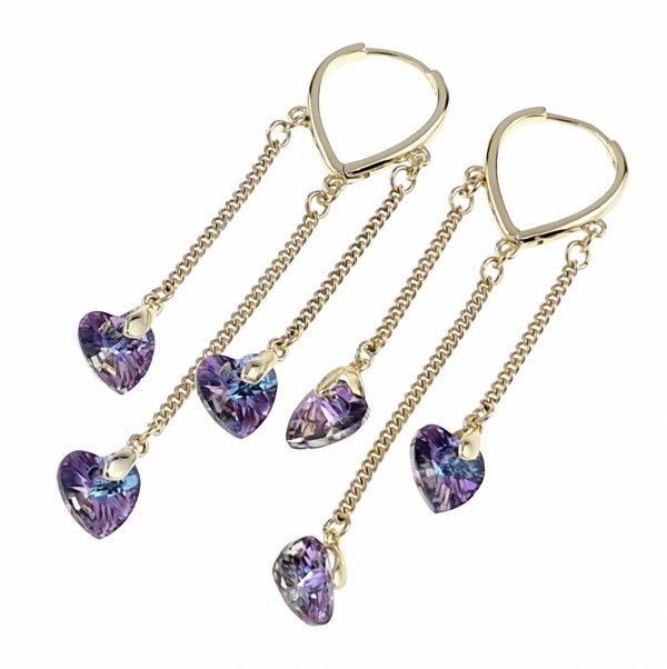 1258 Kolczyki złote pozłacane Austrian Crystal wiszące 14K cyrkonie Xuping 