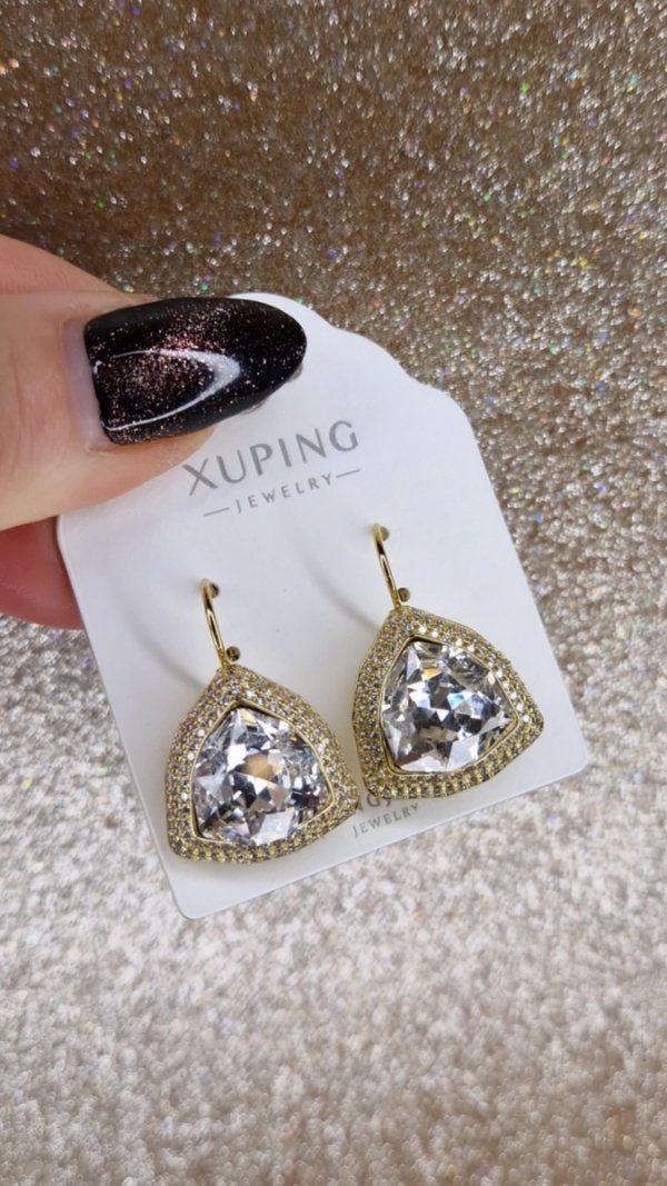 4181 Kolczyki złote pozłacane Austrian Crystal wiszące 14K cyrkonie Xuping 