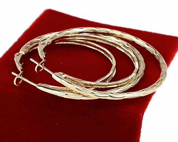 4146c Kolczyki złote pozłacane wiszące 14K Xuping koła 4cm