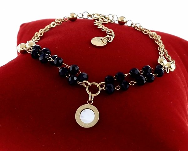 3475 Bransoletka złota 17+3 stal chirurgiczna 316L nierdzewna