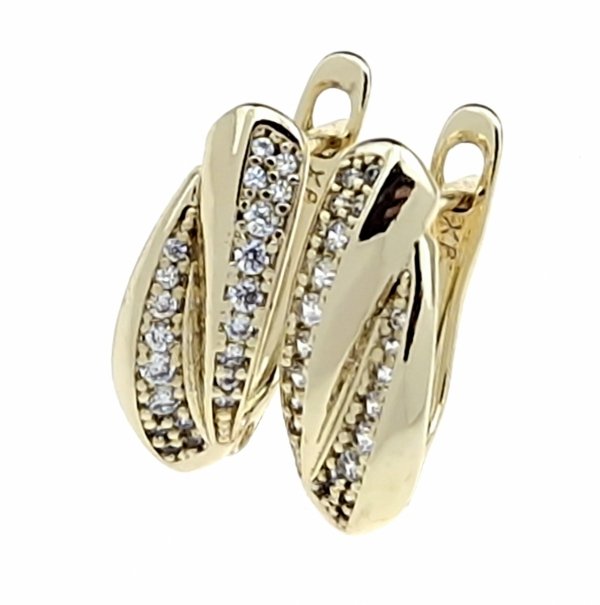 59E Kolczyki złote pozłacane cyrkonie wiszące 14K Xuping 