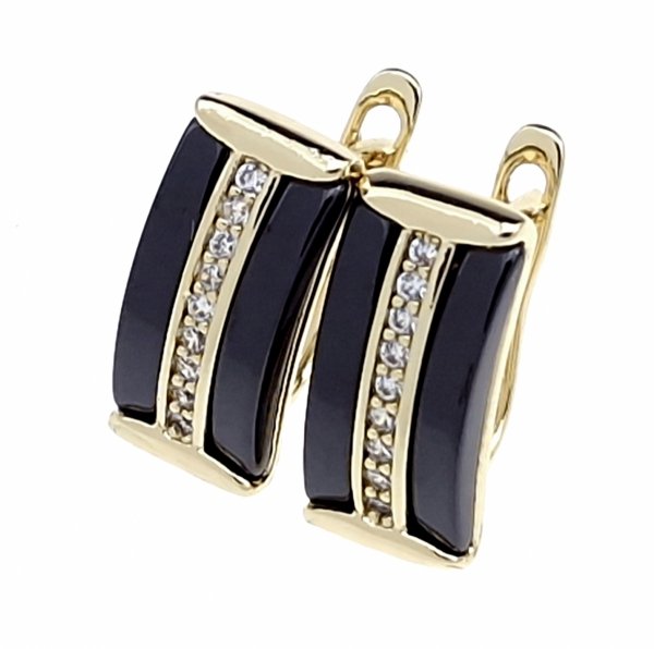 1092d Kolczyki złote pozłacane wiszące 14K cyrkonie 