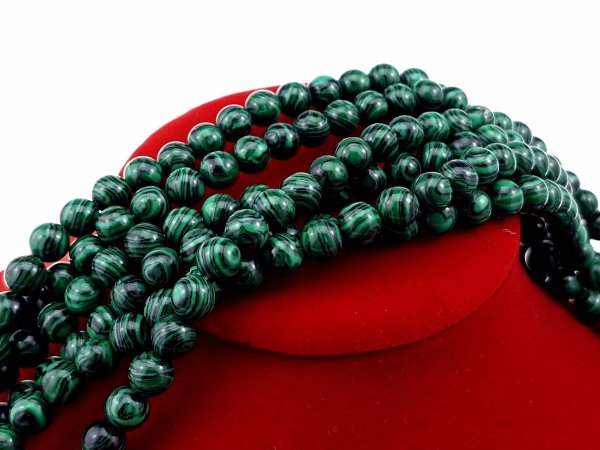 sz250 Sznury syntetycznych koralików malachitowych, okrągłe, barwione, ciemnozielone, 8 mm, otwór: 1 mm, około 47~50 szt./sznur, 15~15,3 cala (38~38,9 cm)