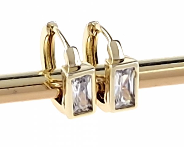0155 Kolczyki złote pozłacane cyrkonie wiszące 14K Xuping 