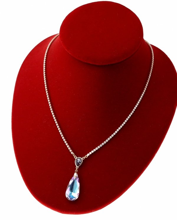 2958 Złoty naszyjnik 44+5cm pozłacany 18k Swaro Austrian Crystal