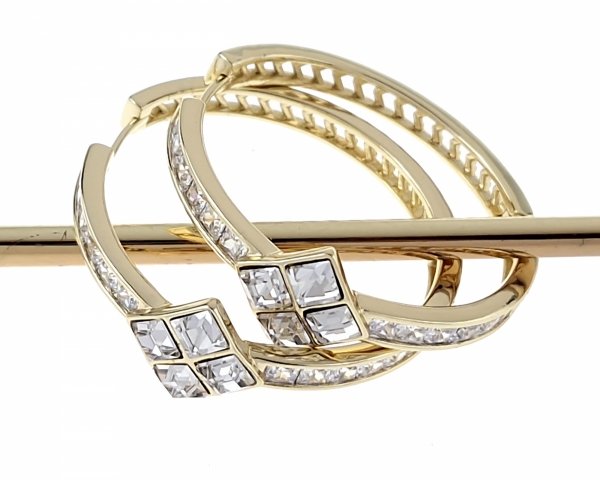 3684 Kolczyki złote pozłacane Austrian Crystal wiszące 14K cyrkonie Xuping 