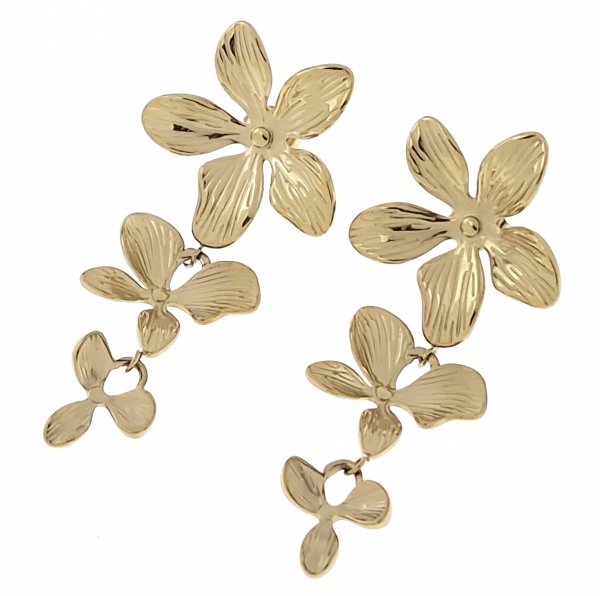 1300b  Kolczyki złote stal chirurgiczna 316L nierdzewna Viki lady