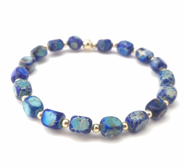 2328i Bransoletka kamień naturalny jaspis cesarski na gumce jubilerskiej