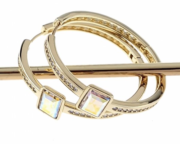 4365 Kolczyki złote pozłacane Austrian Crystal wiszące 14K cyrkonie Xuping 