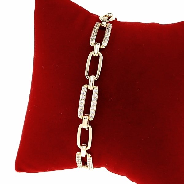 3260 Bransoletka złota elegancka 18cm cyrkonie pozłacana 14k Viki Lady