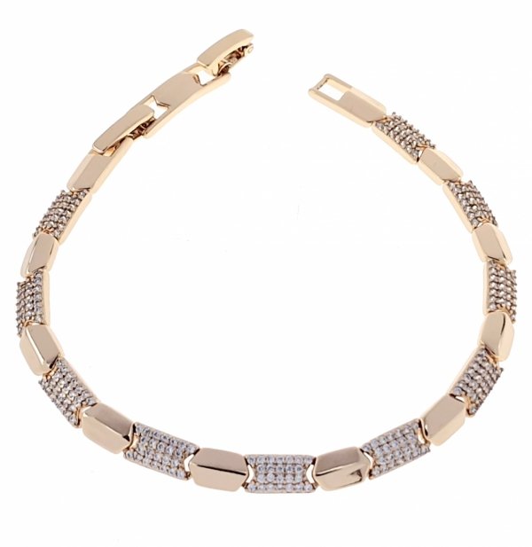3085 Bransoletka cyrkonie złota 19,5cm pozłacana 18k Xuping