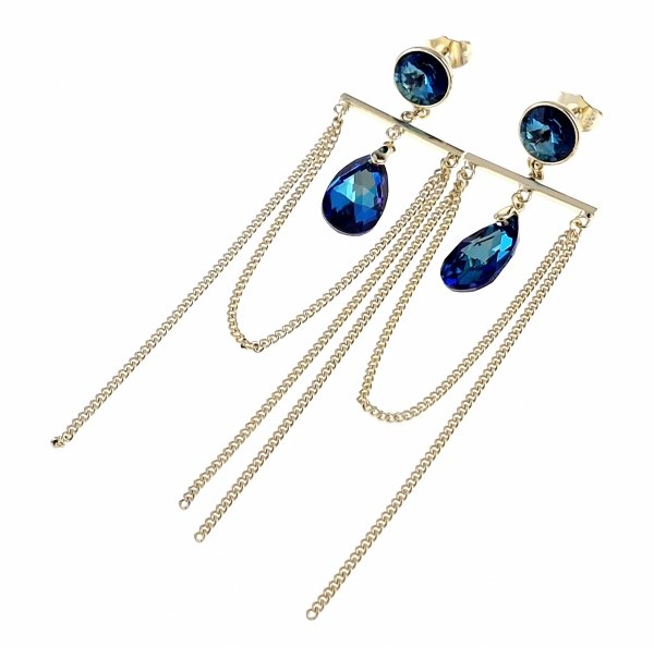 328a Kolczyki złote pozłacane Austrian Crystal wiszące 14K cyrkonie Xuping 