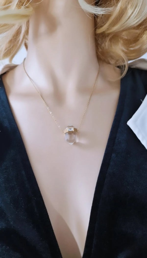 @210 Złoty łańcuszek 44+5 naszyjnik stal chirurgiczna celebrytka grot kamień możliwość skrócenia