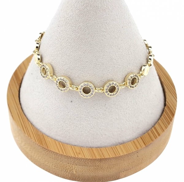 1453 Bransoletka złota elegancka cyrkonie 18,5cm pozłacana 14k Aisadi