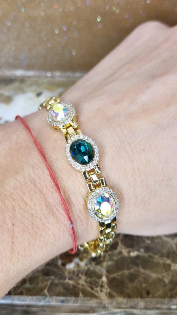 2412 Bransoletka elegancka złota 17+2cm pozłacana 14k Xuping Austrian Crystal