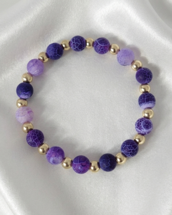 4302 Bransoletka kamień naturalny agat na gumce jubilerskiej