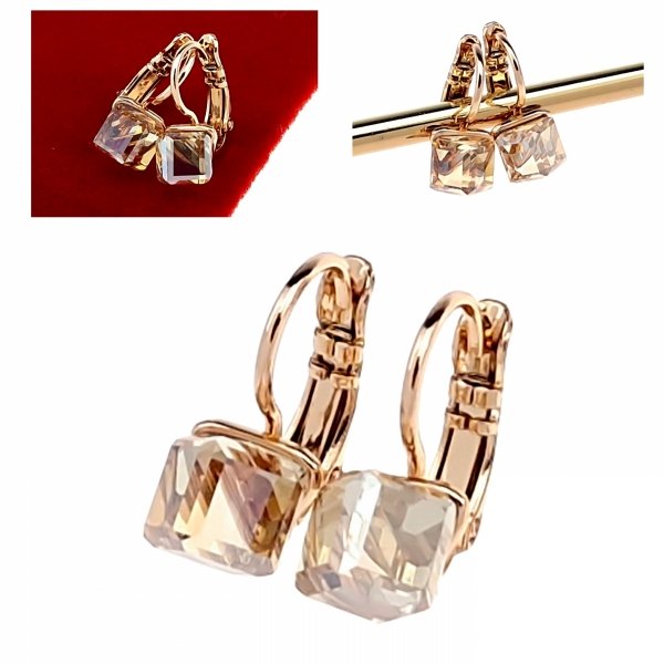 1731 Kolczyki złote Austrian Crystal cyrkonia pozłacane 18k Xuping wiszące