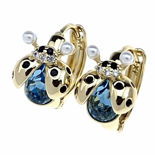 0195 Kolczyki złote pozłacane 14k wiszące Austrian Crystal