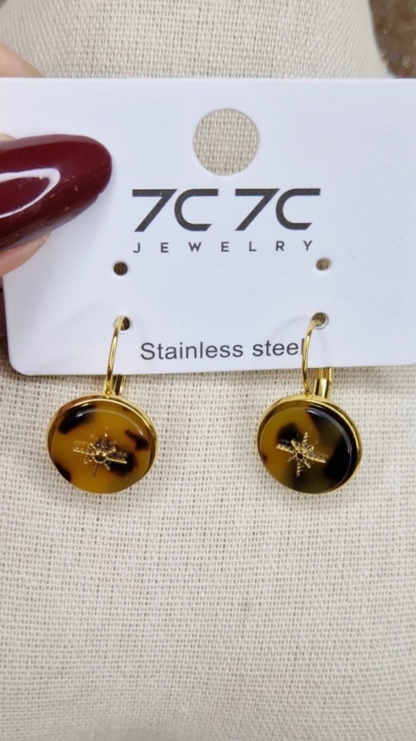 1933j Kolczyki złote wtyczki stal chirurgiczna 316L nierdzewna