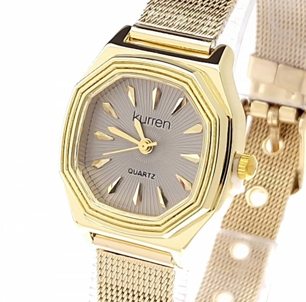 3878 Zegarek damski złoty stal chirurgiczna Kurren elegancki klasyk