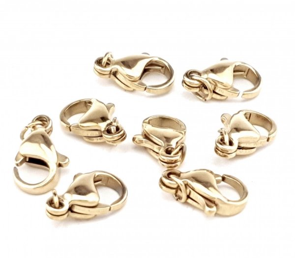 2571 Karabińczyk złoty stal chirurgiczna 10mm do łańcuszka lub bransoletki 