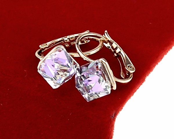 2464 Kolczyki złote Austrian Crystal cyrkonia pozłacane 18k Xuping wiszące