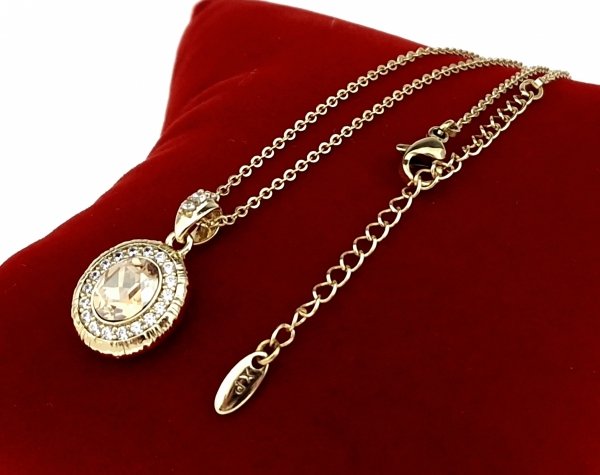 sz226 Złoty łańcuszek naszyjnik 40+5cm pozłacany 14k Austrian Crystal 