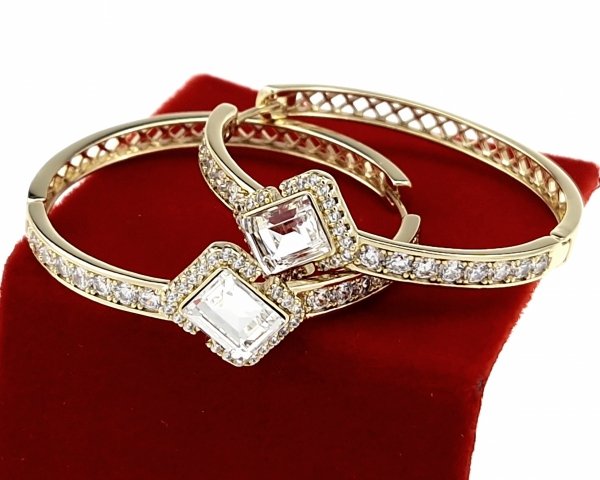 2023a Kolczyki złote pozłacane Austrian Crystal wiszące 14K cyrkonie Xuping 