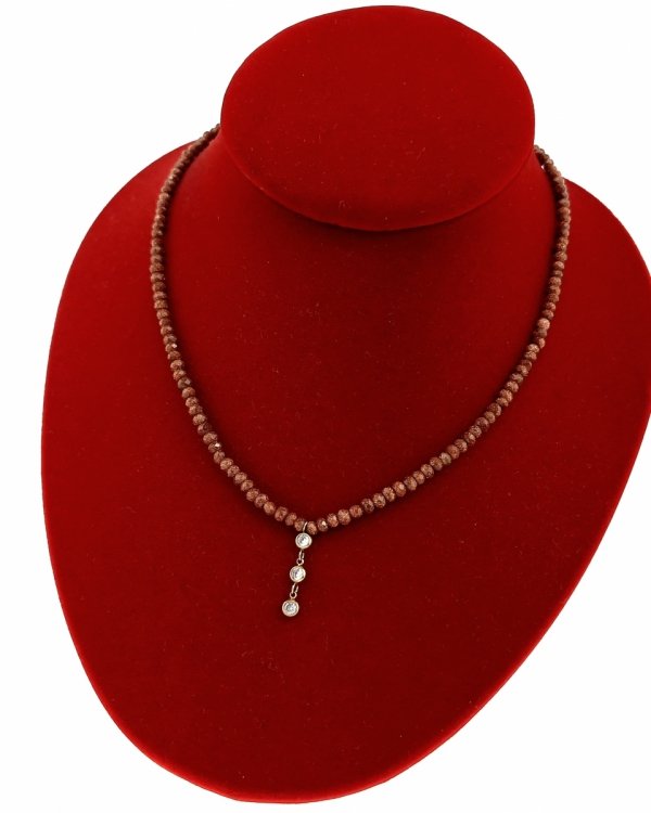 1923j Naszyjnik z kamieni naturalnych piasek pustyni 44+5cm 