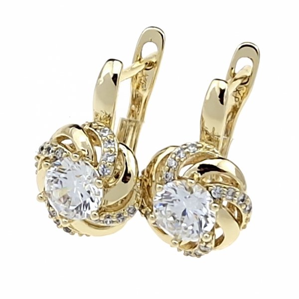 4494 Kolczyki złote pozłacane wiszące 14K Xuping cyrkonie