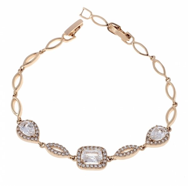 3126a Bransoletka cyrkonie złota 19cm pozłacana 18k Xuping