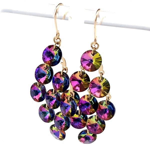 4885 Kolczyki złote Austrian Crystal cyrkonia pozłacane 18k Xuping wiszące