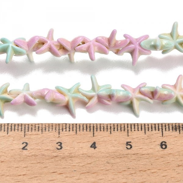 sz308 Syntetyczne koraliki, rozgwiazda 10x10x4mm, sznur 34cm