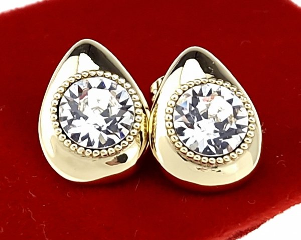 4164  Kolczyki złote Austrian Crystal cyrkonia pozłacane 14k Xuping wtyczki 