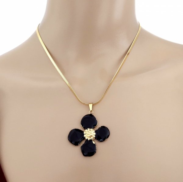 3347 Złoty łańcuszek 41+5 naszyjnik stal chirurgiczna nierdzewna 316L kwiatek