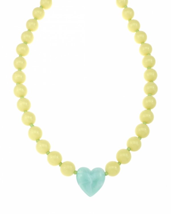 1803 Złoty naszyjnik 46+5cm stal chirurgiczna koraliki akrylowe serce
