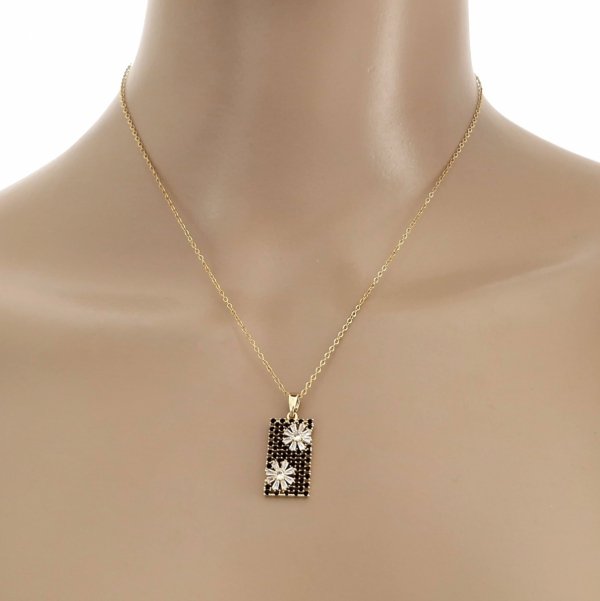 3923 Złoty łańcuszek naszyjnik 39+5 stal chirurgiczna 316L Viki lady kwiatki