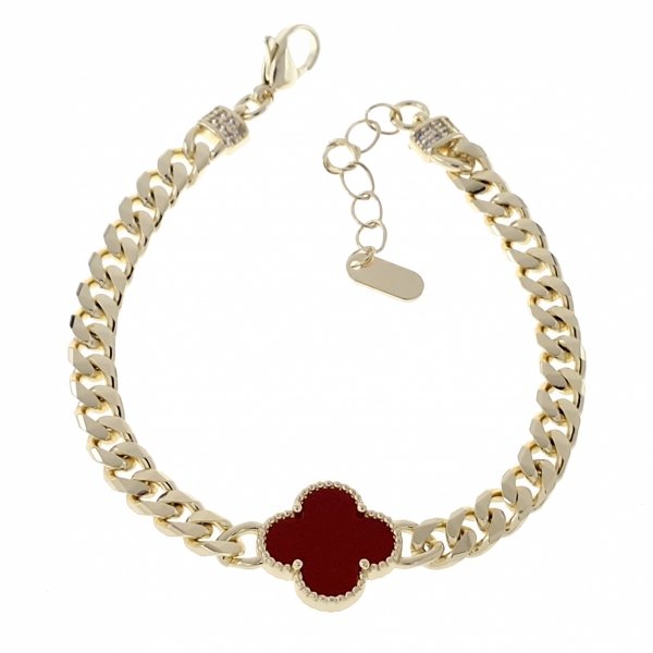 4919 Bransoletka elegancka złota 17+3cm pozłacana 14k koniczyna marokańska