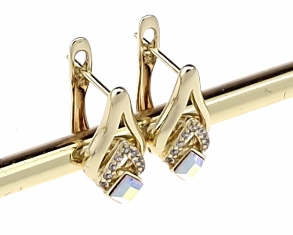 553 Kolczyki złote pozłacane wiszące 14K Xuping cyrkonie