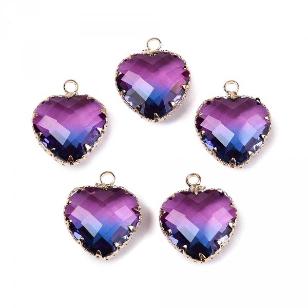 3731L Zawieszka szklana serce fasetowane