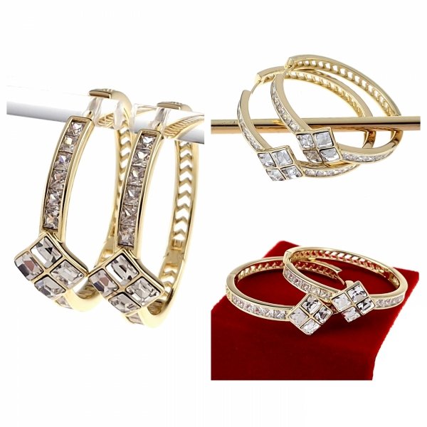 3684 Kolczyki złote pozłacane Austrian Crystal wiszące 14K cyrkonie Xuping 