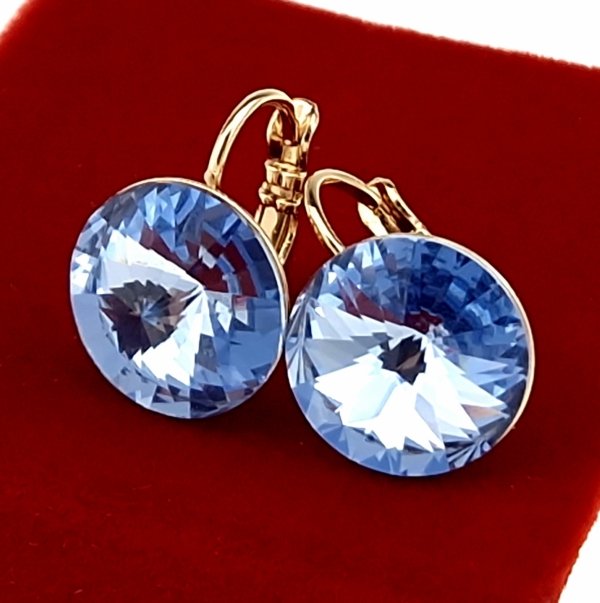 4083 Kolczyki złote pozłacane 18k wiszące Austrian Crystal