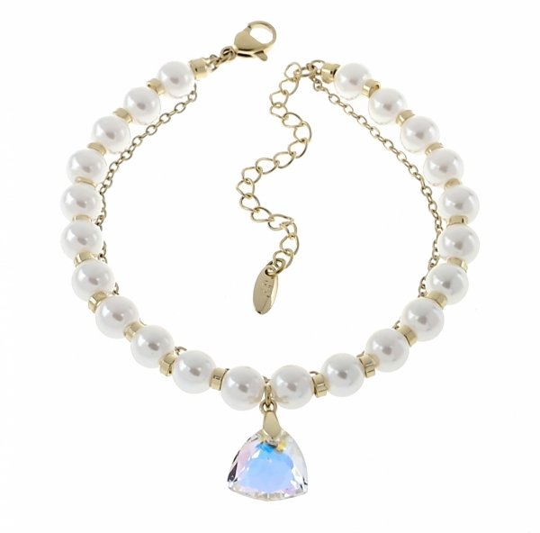 4779 Bransoletka elegancka złota 17+5cm pozłacana 14k Xuping Austrian Crystal perły