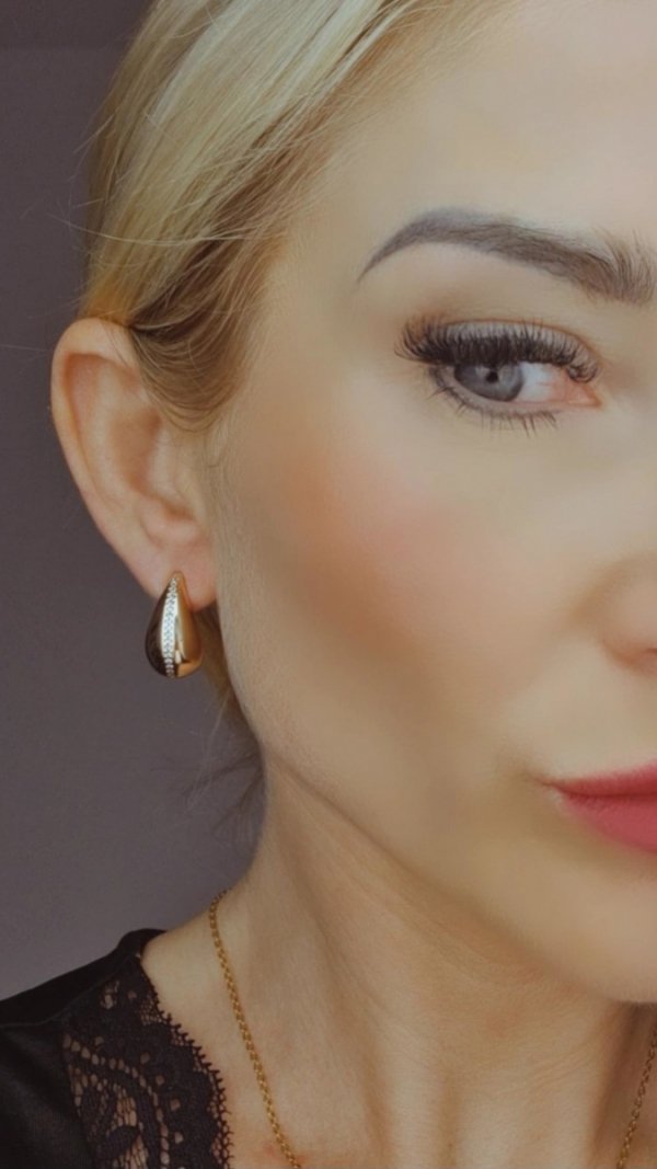 2320jZłote kolczyki pozłacane 18k cyrkonie Xuping wiszące sople krople łezki