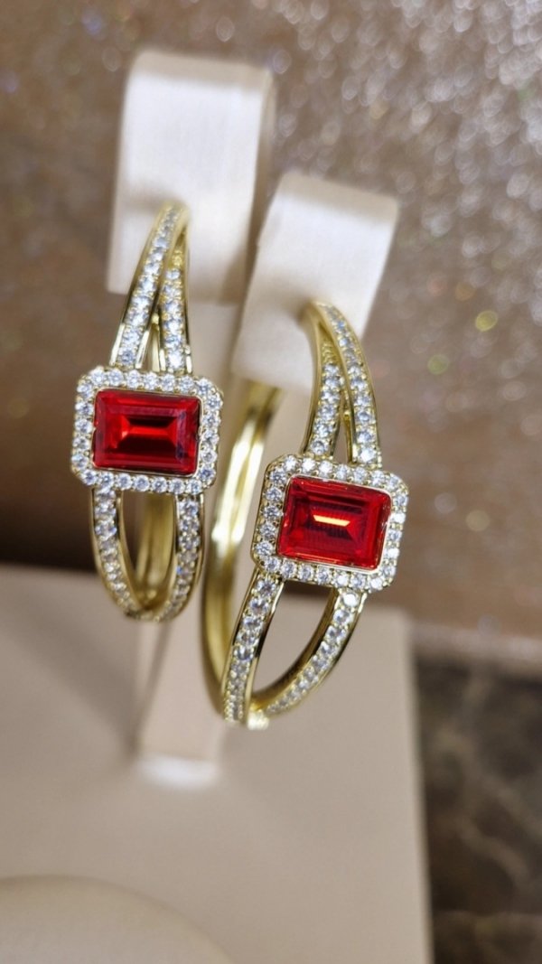 078k Kolczyki złote koła 3,7cm pozłacane Austrian Crystal wiszące 14K cyrkonie Xuping 