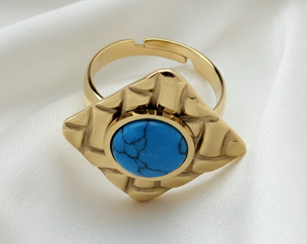 4348 Pierścionek złoty stal chirurgiczna 316L nierdzewna regulowany