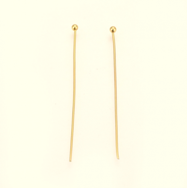 1229 40x szpilki z główką kulistą ze stali nierdzewnej 304, złote, 41 x 0,7 mm, grubość 21, główka: 2 mm